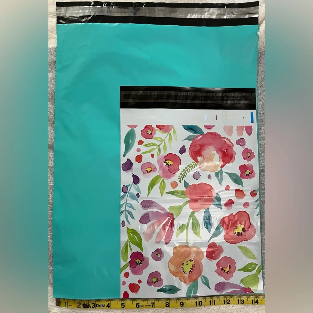 Floral & Teal Poly Mailers 10 each-20 total.Floral is 10”x13” Teal is 19”x 14.75